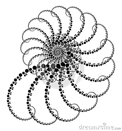 Vector Fractal Beaded Openwork Spiral Ammonite Snail Vortex Shape Generative Op Art Element Vector Illustration