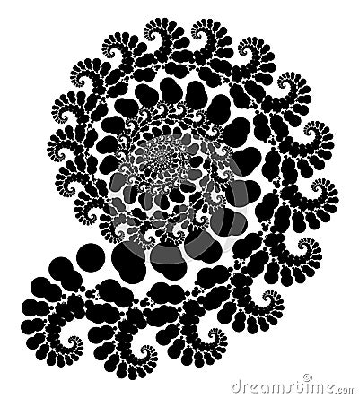 Vector Fractal Beaded Spiral Cochlea Vortex Shape Generative Op Art Element Vector Illustration