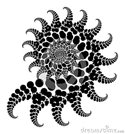 Vector Fractal Beaded Spiral Snail Vortex Shape Generative Op Art Element Vector Illustration