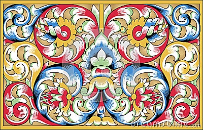 Vector fragment of orthodox ornamental pattern Vector Illustration