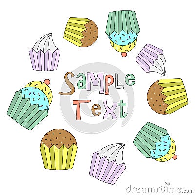 Vector frame of cupcakes Vector Illustration