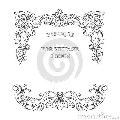 Vector frame with floral ornament on white background. Vector Illustration