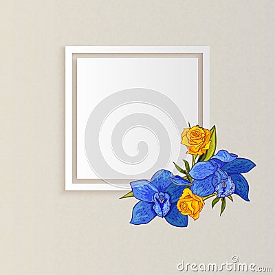 Vector frame with flowers Vector Illustration