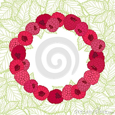 Vector frame with raspberry. Illustration with place for text, Stock Photo