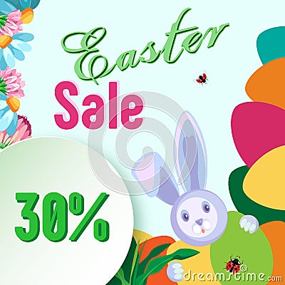 Vector frame for sale for the holiday of Easter. Vector Illustration