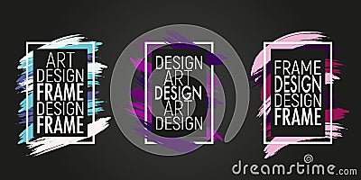 Vector frames with brush stroke. Elements for design card, poster, flyer, brochure, cover, banner. Colorful backgrounds Vector Illustration