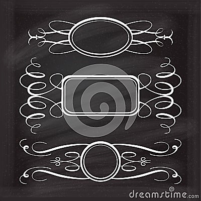 Vector frames set on the chalkboard. Vector Illustration