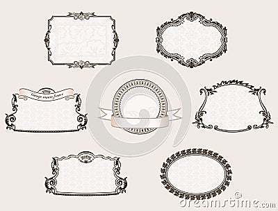 Vector framework set. Ornate and vintage decor elements Vector Illustration