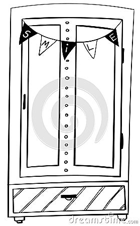 Vector free hand drawn isolated wooden cupboard Vector Illustration
