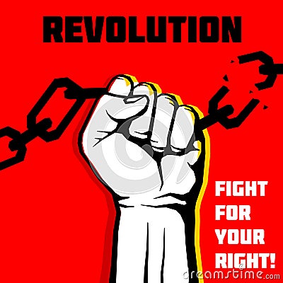 Vector freedom, revolution protest concept background with raised fist Vector Illustration