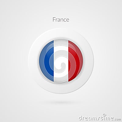 Vector French flag sign. Isolated France circle symbol. European country illustration icon for sport event, travel, web, badge Vector Illustration