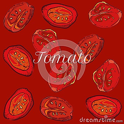 Vector fresh tomato slices for menu backgrounds Vector Illustration