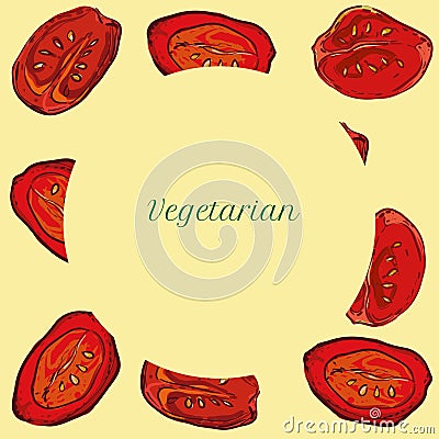 Vector fresh tomato slices for menu backgrounds Vector Illustration