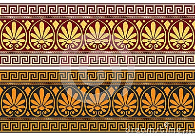 Vector frieze with Greek ornament (Meander) Vector Illustration