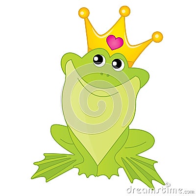 Vector Frog Princess with Golden Crown Vector Illustration