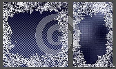 Vector frozen frost background texture. Glass snow ice cold and fresh background. Frozen window. Window frozen glass ice Vector Illustration