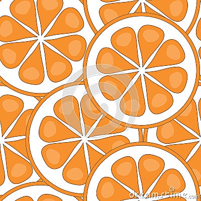 Vector Fruit Oranges Slices on White Seamless Repeat Pattern Vector Illustration