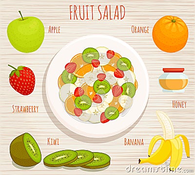 Vector fruit salad. Vector Illustration