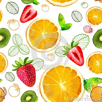 Vector Fruit seamless pattern Vector Illustration
