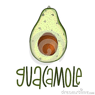 Vector with fruits avocado guacamole. For kitchen, for printing on textiles, phone case. Mix design for fabric and decor. Vitamin Cartoon Illustration
