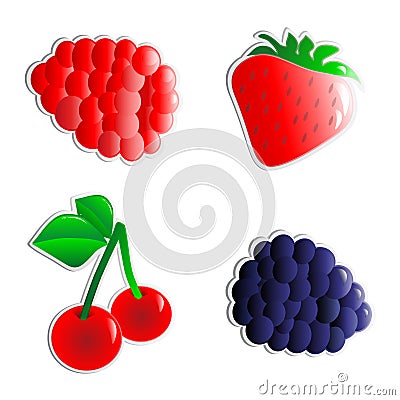 Vector fruits stickers Vector Illustration