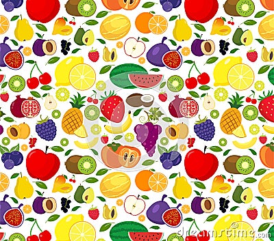 Vector fruits and vegetables seamless pattern Vector Illustration