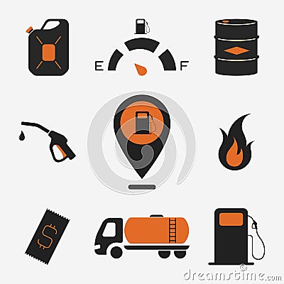 Vector fuel station icons isolated Vector Illustration