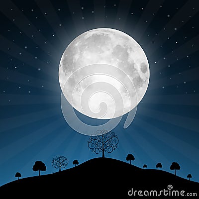 Vector Full Moon Illustration Vector Illustration