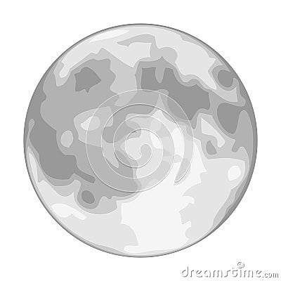 Vector Full Moon Isolated on White Vector Illustration