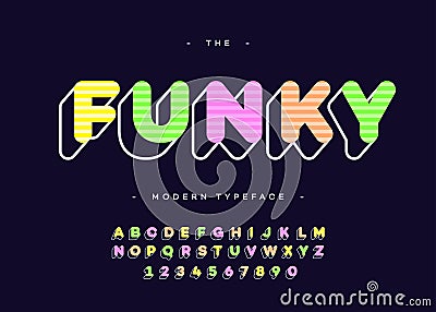 Vector funky alphabet 3d bold typography colorful style Vector Illustration