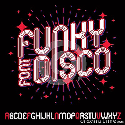 Vector funky upper case English alphabet letters collection, can be used in poster art creation for discotheque Vector Illustration