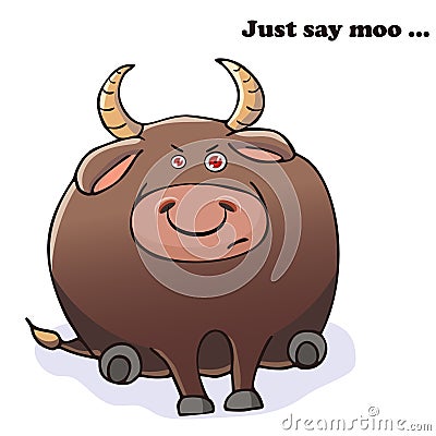 Vector funny animal. Funny angry bull. Vector Illustration