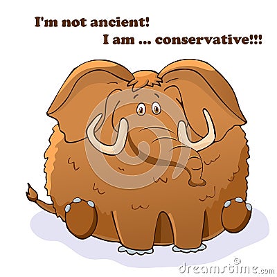 Vector funny animal. Thick cute mammoth. Vector Illustration