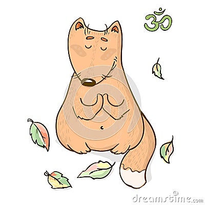 Vector funny animal yoga cartoon design Stock Photo