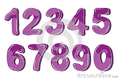 Vector funny cartoon bubble numbers Isolated on white background Vector Illustration