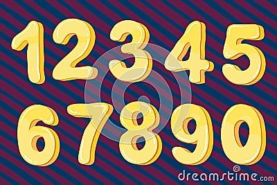 Vector funny cartoon bubble numbers Isolated on white background Vector Illustration