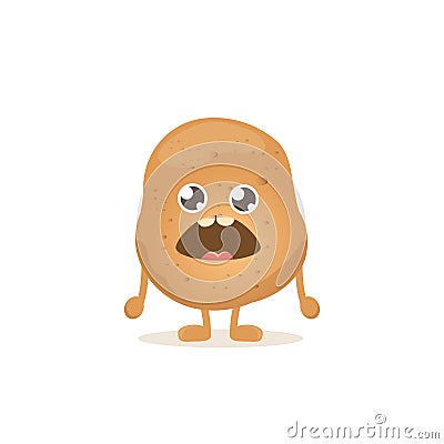 Vector funny cartoon cute smiling tiny potato isolated on white background. vegetable funky character Vector Illustration