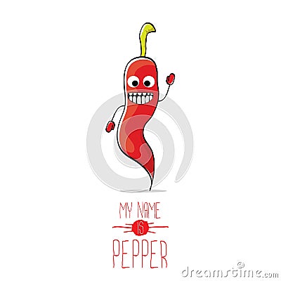 Vector funny cartoon red pepper character Vector Illustration