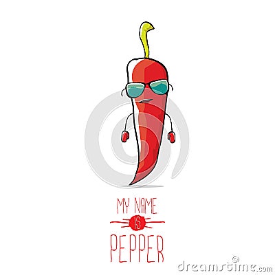 Vector funny cartoon red pepper character Vector Illustration