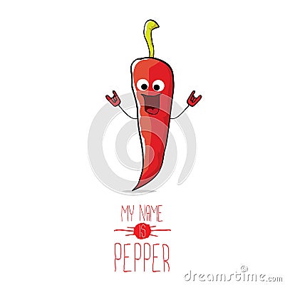 Vector funny cartoon red pepper character Vector Illustration