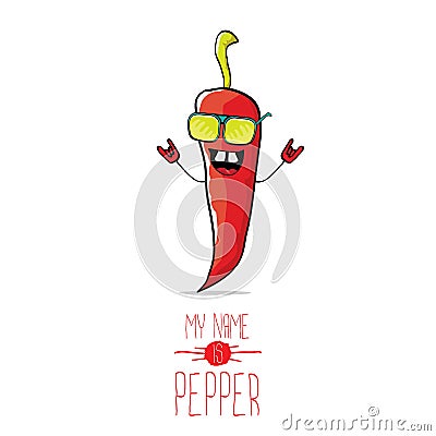 Vector funny cartoon red pepper character Vector Illustration