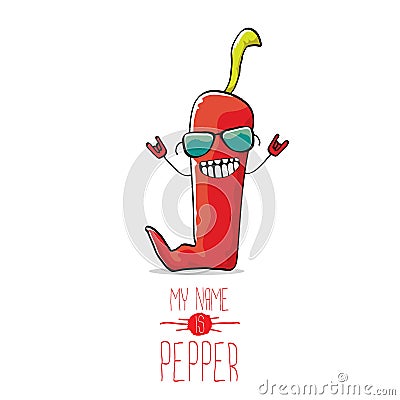 Vector funny cartoon red pepper character Vector Illustration