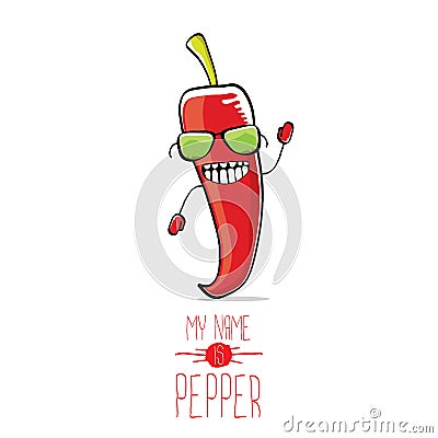 Vector funny cartoon red pepper character Vector Illustration