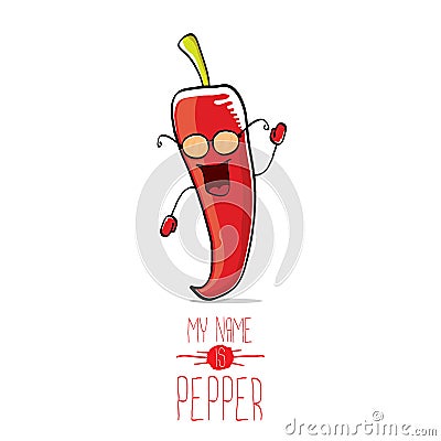 Vector funny cartoon red pepper character Vector Illustration