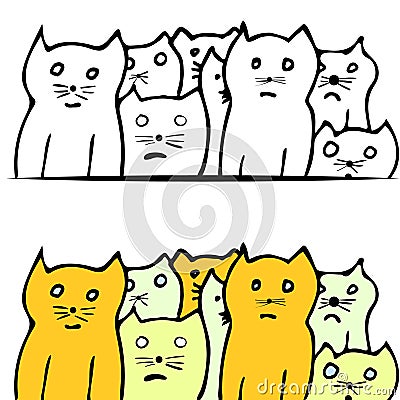 Vector of funny cats in hand-draw style Stock Photo