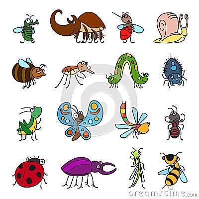 Vector funny insects and bugs Vector Illustration