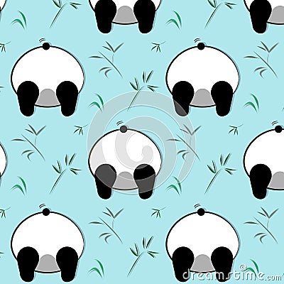 Vector funny panda pattern. White black bear cartoon children illustration. Animal wild print. Baby character decoration Vector Illustration