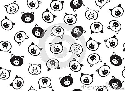 Vector funny pigs seamless pattern. Vector Illustration