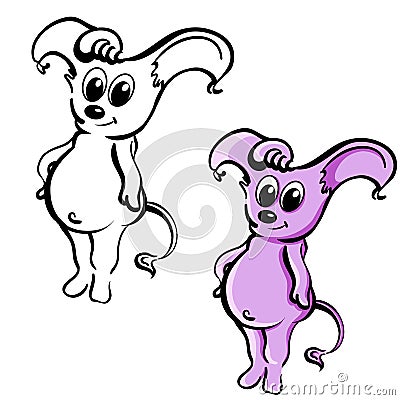 Vector funny plump purple creature Vector Illustration