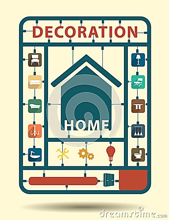 Vector furniture flat icons home decoration Vector Illustration